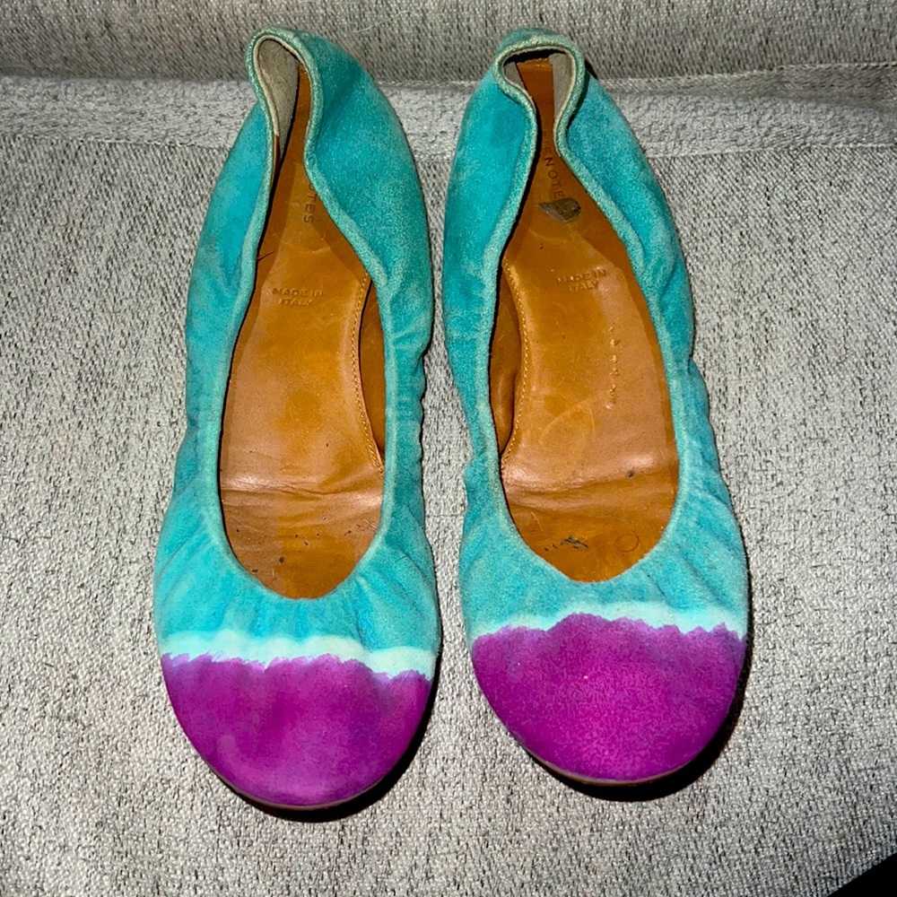 LEIFNOTES made in Italy ballerina flats teal/purple size 39/9